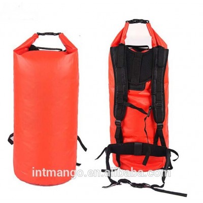 50L Red 500D PVC Tarpaulin Waterproof Dry Bag Backpack, Foldable Duffel Bag For Traveling