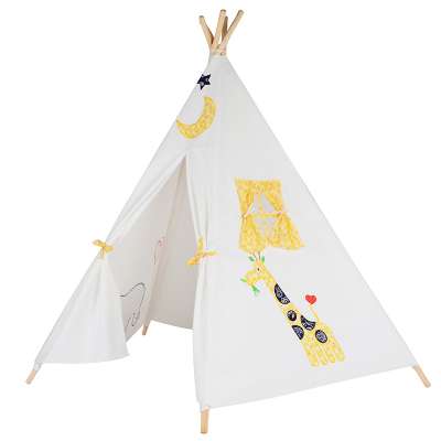 Indoor Solid Wood Kids Play Tent Indian Teepee Tent